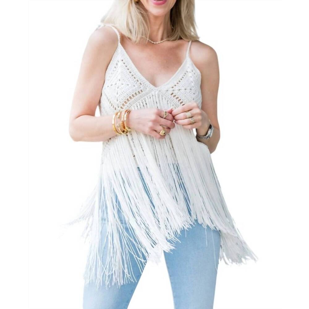 NEW SOLANGE the crochet fringes top in off white